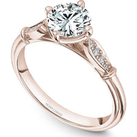 Round Cut Diamond Engagement Ring with Five-Prong Setting and Marquise Pavé in Rose Gold by Noam Carver<em> - Choose Your Center Diamond: 1 to 5 Carats, Sustainable Lab-Grown or Natural Earth-Mined</em>