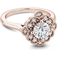 Round Cut Diamond Engagement Ring with Floral Halo and Four-Prong Setting in Rose Gold by Noam Carver<em> - Choose Your Center Diamond: 1 to 5 Carats, Sustainable Lab-Grown or Natural Earth-Mined</em>