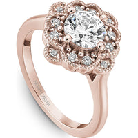 Round Cut Diamond Engagement Ring with Floral Halo and Four-Prong Setting in Rose Gold by Noam Carver<em> - Choose Your Center Diamond: 1 to 5 Carats, Sustainable Lab-Grown or Natural Earth-Mined</em>