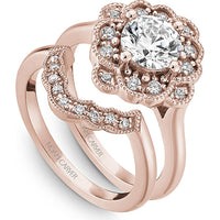 Round Cut Diamond Engagement Ring with Floral Halo and Four-Prong Setting in Rose Gold by Noam Carver<em> - Choose Your Center Diamond: 1 to 5 Carats, Sustainable Lab-Grown or Natural Earth-Mined</em>