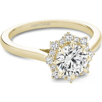 Round Cut Diamond Engagement Ring with Floral Halo and Four-Prong Setting in Yellow Gold by Noam Carver<em> - Choose Your Center Diamond: 1 to 5 Carats, Sustainable Lab-Grown or Natural Earth-Mined</em>