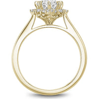 Round Cut Diamond Engagement Ring with Floral Halo and Four-Prong Setting in Yellow Gold by Noam Carver<em> - Choose Your Center Diamond: 1 to 5 Carats, Sustainable Lab-Grown or Natural Earth-Mined</em>