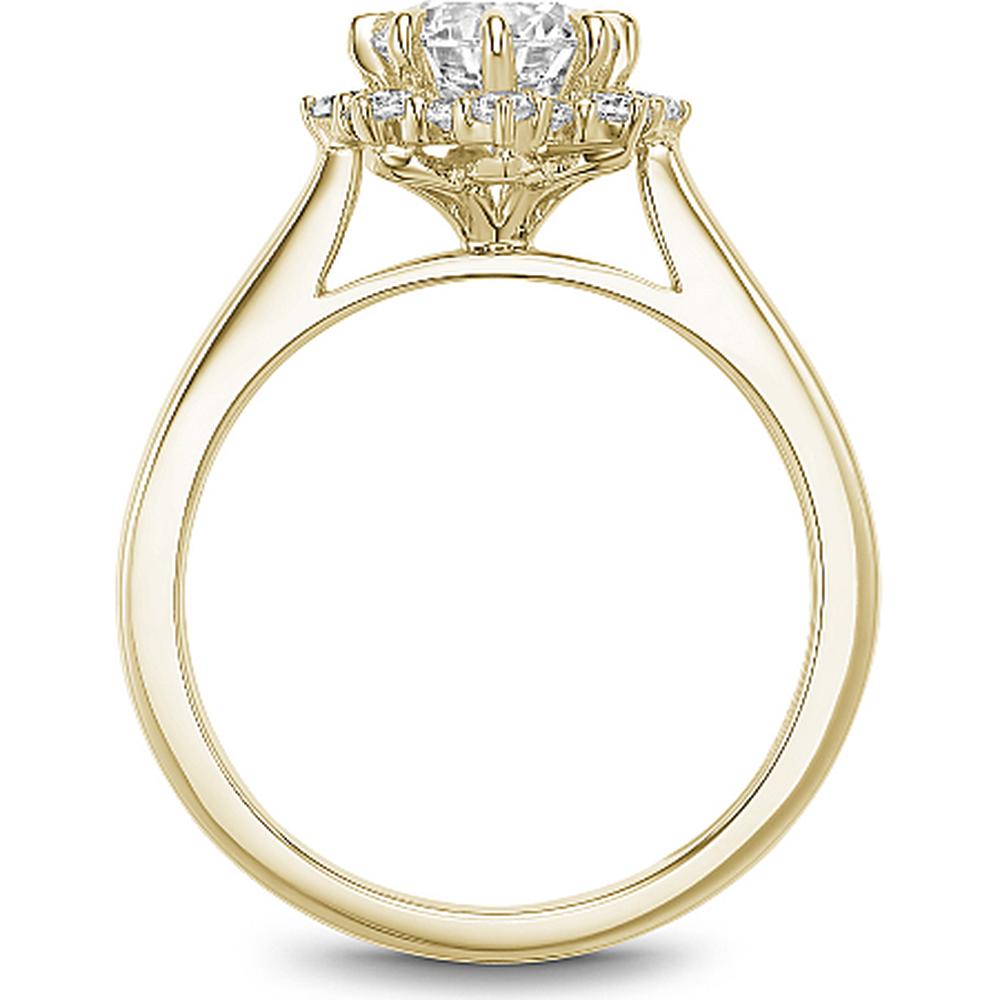 Round Cut Diamond Engagement Ring with Floral Halo and Four-Prong Setting in Yellow Gold by Noam Carver<em> - Choose Your Center Diamond: 1 to 5 Carats, Sustainable Lab-Grown or Natural Earth-Mined</em>