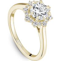 Round Cut Diamond Engagement Ring with Floral Halo and Four-Prong Setting in Yellow Gold by Noam Carver<em> - Choose Your Center Diamond: 1 to 5 Carats, Sustainable Lab-Grown or Natural Earth-Mined</em>