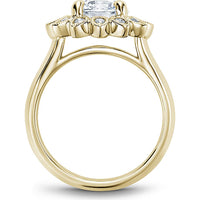 Round Cut Diamond Engagement Ring with Floral Halo and Milgrain Detail in Yellow Gold by Noam Carver<em> - Choose Your Center Diamond: 1 to 5 Carats, Sustainable Lab-Grown or Natural Earth-Mined</em>