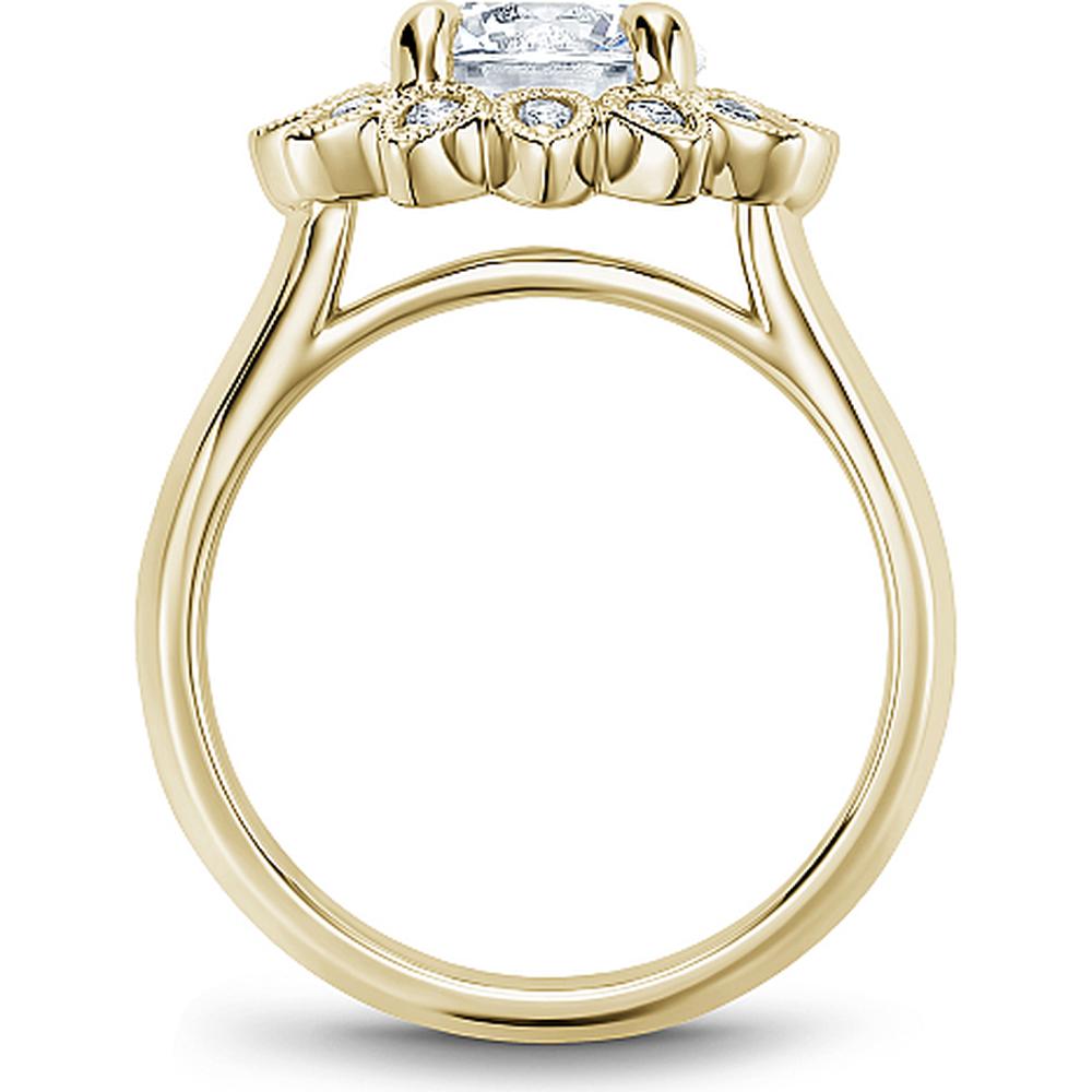 Round Cut Diamond Engagement Ring with Floral Halo and Milgrain Detail in Yellow Gold by Noam Carver<em> - Choose Your Center Diamond: 1 to 5 Carats, Sustainable Lab-Grown or Natural Earth-Mined</em>