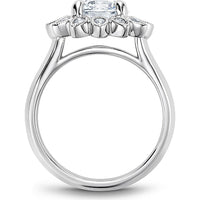 Round Cut Diamond Engagement Ring with Floral Halo and Milgrain Detailing in White Gold by Noam Carver<em> - Choose Your Center Diamond: 1 to 5 Carats, Sustainable Lab-Grown or Natural Earth-Mined</em>