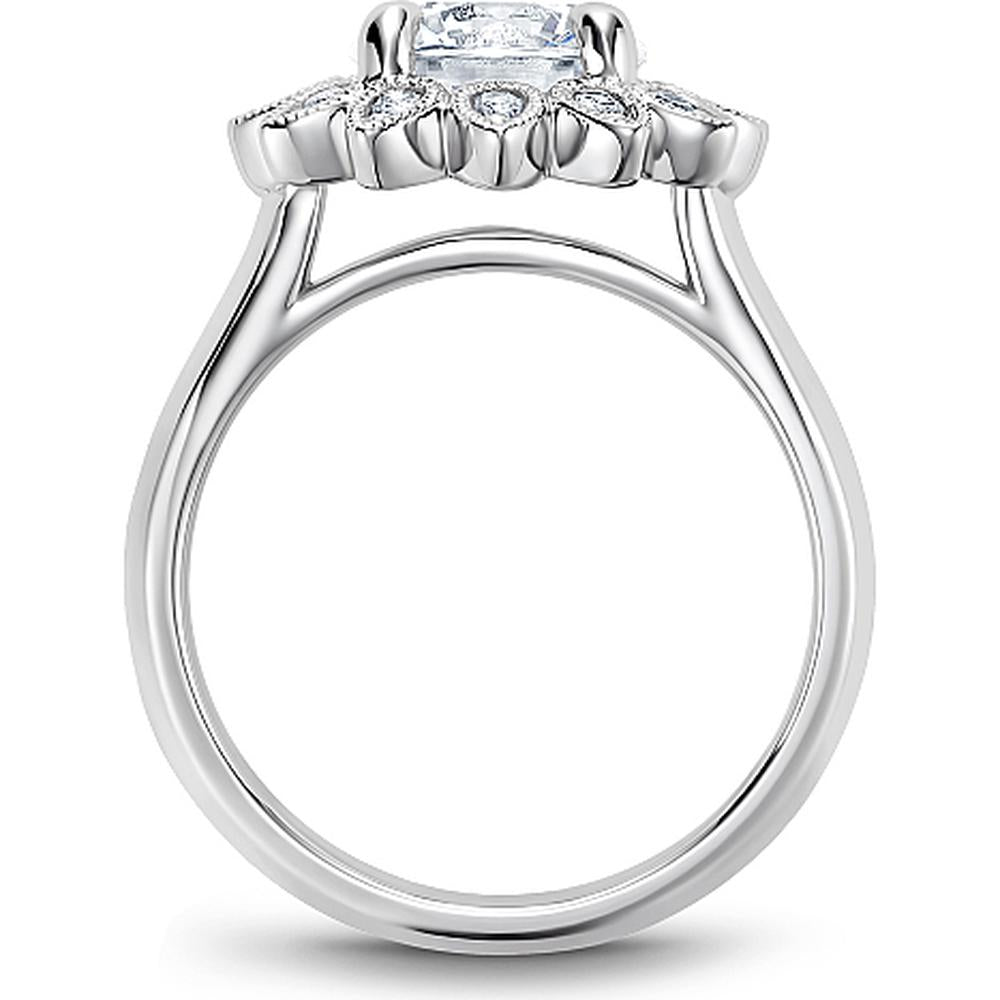 Round Cut Diamond Engagement Ring with Floral Halo and Milgrain Detailing in White Gold by Noam Carver<em> - Choose Your Center Diamond: 1 to 5 Carats, Sustainable Lab-Grown or Natural Earth-Mined</em>