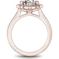 Round Cut Diamond Engagement Ring with Floral Halo and Pave Band in Rose Gold by Noam Carver<em> - Choose Your Center Diamond: 1 to 5 Carats, Sustainable Lab-Grown or Natural Earth-Mined</em>