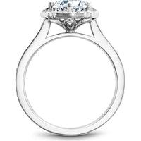 Round Cut Diamond Engagement Ring with Floral Halo and Pavé Band in White Gold by Noam Carver<em> - Choose Your Center Diamond: 1 to 5 Carats, Sustainable Lab-Grown or Natural Earth-Mined</em>