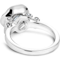 Round Cut Diamond Engagement Ring with Floral Halo and Rolling Band in White Gold by Noam Carver<em> - Choose Your Center Diamond: 1 to 5 Carats, Sustainable Lab-Grown or Natural Earth-Mined</em>