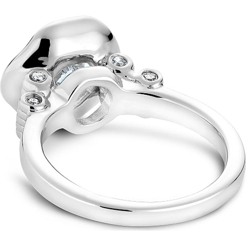 Round Cut Diamond Engagement Ring with Floral Halo and Rolling Band in White Gold by Noam Carver<em> - Choose Your Center Diamond: 1 to 5 Carats, Sustainable Lab-Grown or Natural Earth-Mined</em>