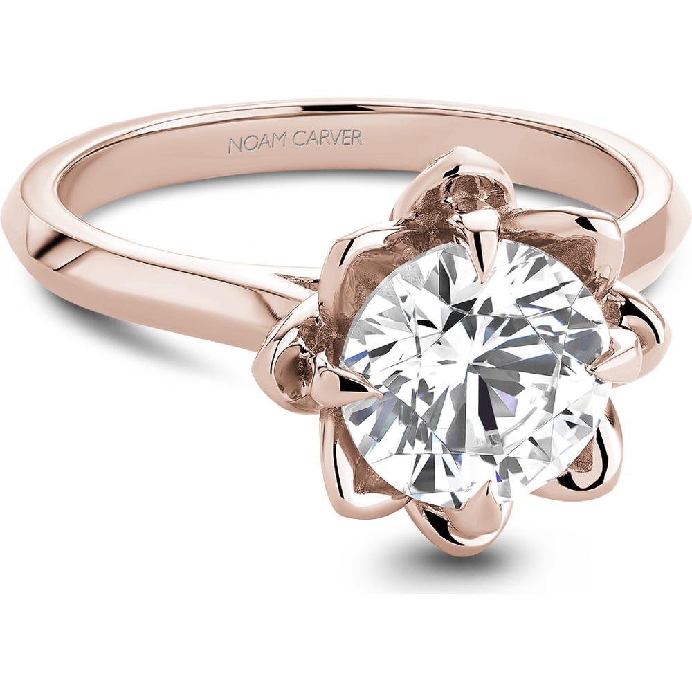 Round Cut Diamond Engagement Ring with Floral-Inspired Setting in Rose Gold by Noam Carver<em> - Choose Your Center Diamond: 1 to 5 Carats, Sustainable Lab-Grown or Natural Earth-Mined</em>