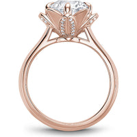 Round Cut Diamond Engagement Ring with Floral-Inspired Setting in Rose Gold by Noam Carver<em> - Choose Your Center Diamond: 1 to 5 Carats, Sustainable Lab-Grown or Natural Earth-Mined</em>