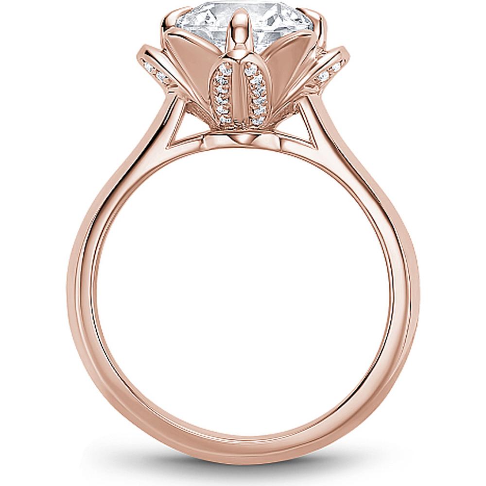 Round Cut Diamond Engagement Ring with Floral-Inspired Setting in Rose Gold by Noam Carver<em> - Choose Your Center Diamond: 1 to 5 Carats, Sustainable Lab-Grown or Natural Earth-Mined</em>