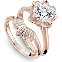Round Cut Diamond Engagement Ring with Floral-Inspired Setting in Rose Gold by Noam Carver<em> - Choose Your Center Diamond: 1 to 5 Carats, Sustainable Lab-Grown or Natural Earth-Mined</em>