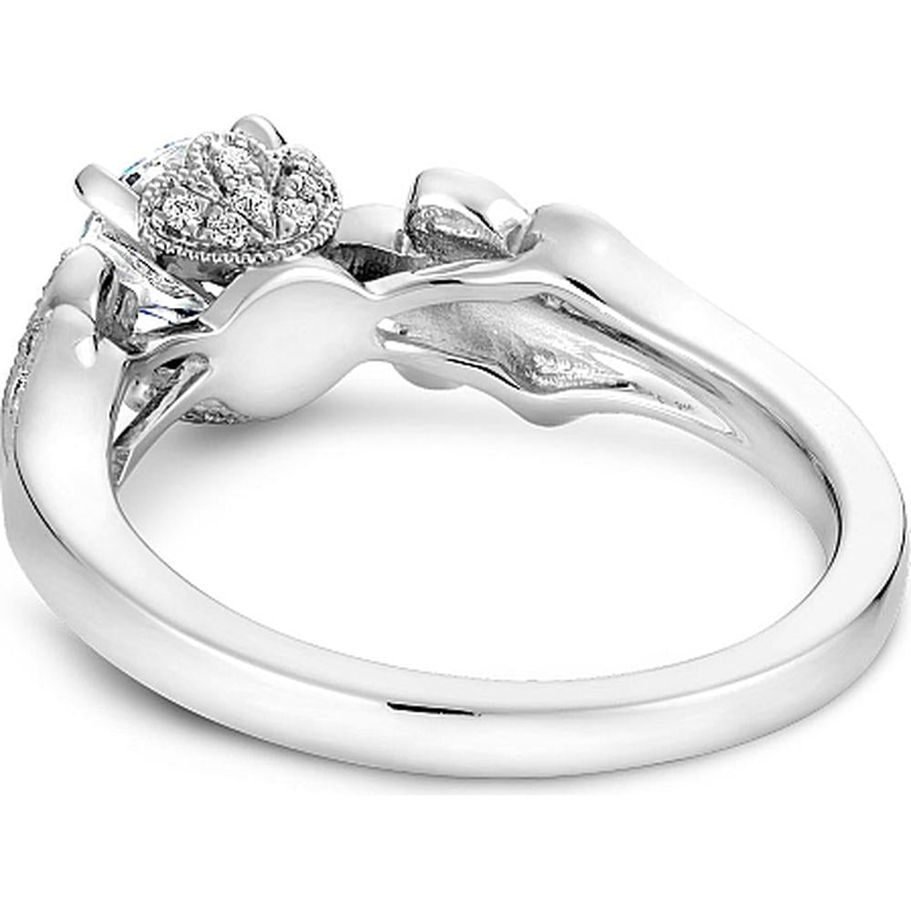 Round Cut Diamond Engagement Ring with Floral Motifs and Milgrain Detail in White Gold by Noam Carver<em> - Choose Your Center Diamond: 1 to 5 Carats, Sustainable Lab-Grown or Natural Earth-Mined</em>