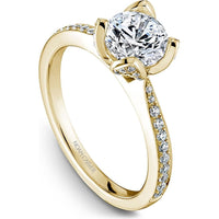 Round Cut Diamond Engagement Ring with Floral Pav&eacute; Band in Yellow Gold by Noam Carver<em> - Choose Your Center Diamond: 1 to 5 Carats, Sustainable Lab-Grown or Natural Earth-Mined</em>