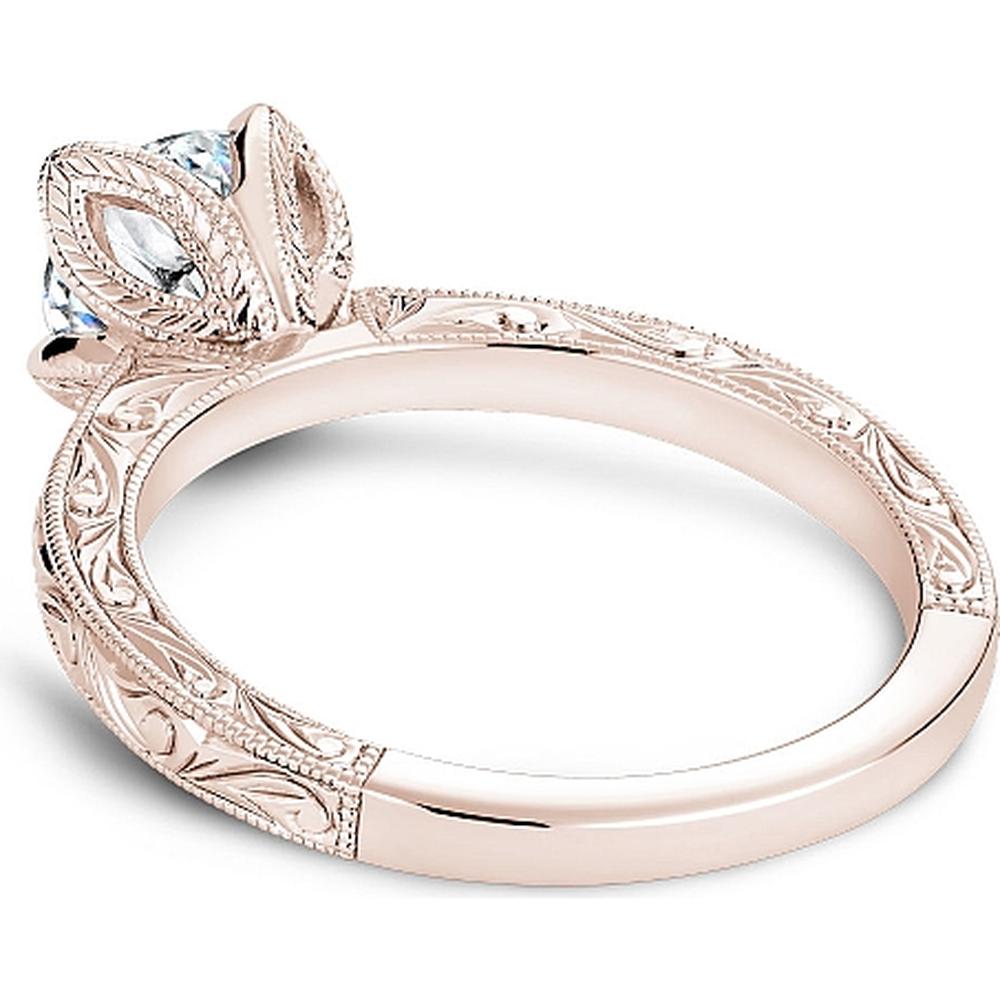 Round Cut Diamond Engagement Ring with Floral Prong Setting and Milgrain Details in Rose Gold by Noam Carver<em> - Choose Your Center Diamond: 1 to 5 Carats, Sustainable Lab-Grown or Natural Earth-Mined</em>