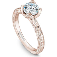 Round Cut Diamond Engagement Ring with Floral Prong Setting and Milgrain Details in Rose Gold by Noam Carver<em> - Choose Your Center Diamond: 1 to 5 Carats, Sustainable Lab-Grown or Natural Earth-Mined</em>