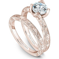 Round Cut Diamond Engagement Ring with Floral Prong Setting and Milgrain Details in Rose Gold by Noam Carver<em> - Choose Your Center Diamond: 1 to 5 Carats, Sustainable Lab-Grown or Natural Earth-Mined</em>