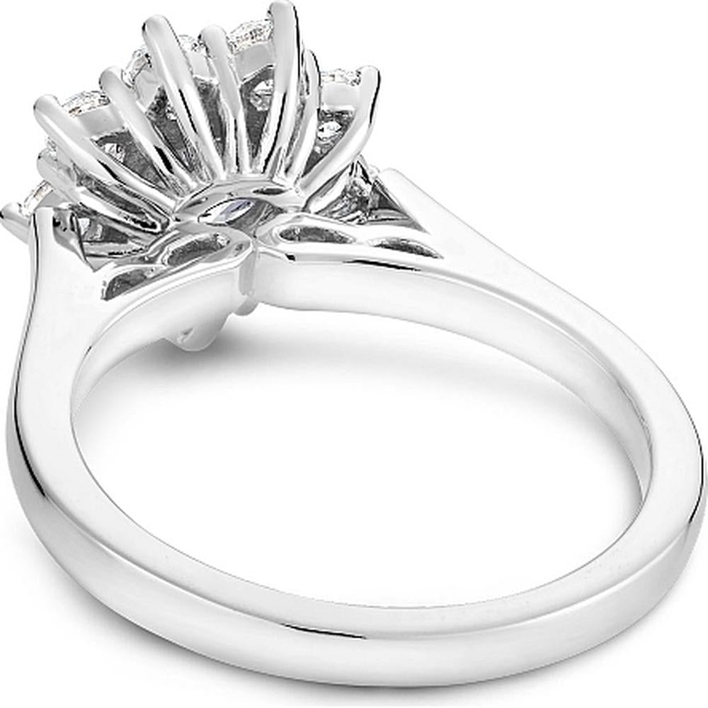 Round Cut Diamond Engagement Ring with Flower Halo and Filigree Band in White Gold by Noam Carver<em> - Choose Your Center Diamond: 1 to 5 Carats, Sustainable Lab-Grown or Natural Earth-Mined</em>