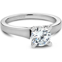 Round Cut Diamond Engagement Ring with Four-Prong Setting and Contemporary Band in White Gold by Noam Carver<em> - Choose Your Center Diamond: 1 to 5 Carats, Sustainable Lab-Grown or Natural Earth-Mined</em>