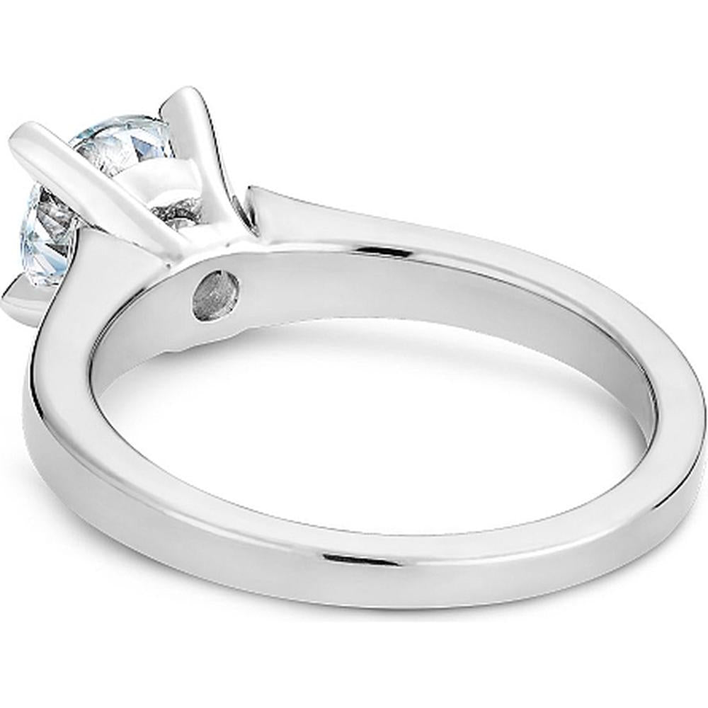 Round Cut Diamond Engagement Ring with Four-Prong Setting and Contemporary Band in White Gold by Noam Carver<em> - Choose Your Center Diamond: 1 to 5 Carats, Sustainable Lab-Grown or Natural Earth-Mined</em>