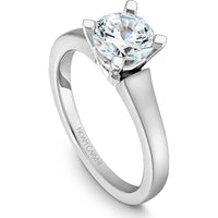 Round Cut Diamond Engagement Ring with Four-Prong Setting and Contemporary Band in White Gold by Noam Carver<em> - Choose Your Center Diamond: 1 to 5 Carats, Sustainable Lab-Grown or Natural Earth-Mined</em>