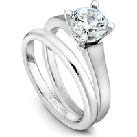 Round Cut Diamond Engagement Ring with Four-Prong Setting and Contemporary Band in White Gold by Noam Carver<em> - Choose Your Center Diamond: 1 to 5 Carats, Sustainable Lab-Grown or Natural Earth-Mined</em>