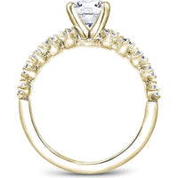 Round Cut Diamond Engagement Ring with Four-Prong Setting and Diamond Band in Yellow Gold by Noam Carver<em> - Choose Your Center Diamond: 1 to 5 Carats, Sustainable Lab-Grown or Natural Earth-Mined</em>