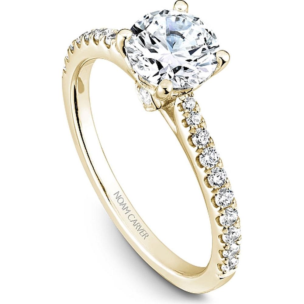 Round Cut Diamond Engagement Ring with Four-Prong Setting and Halo in Yellow Gold by Noam Carver<em> - Choose Your Center Diamond: 1 to 5 Carats, Sustainable Lab-Grown or Natural Earth-Mined</em>