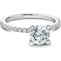 Round Cut Diamond Engagement Ring with Four-Prong Setting and Micro-Pav&eacute; Band in White Gold by Noam Carver<em> - Choose Your Center Diamond: 1 to 5 Carats, Sustainable Lab-Grown or Natural Earth-Mined</em>