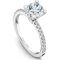 Round Cut Diamond Engagement Ring with Four-Prong Setting and Micro-Pav&eacute; Band in White Gold by Noam Carver<em> - Choose Your Center Diamond: 1 to 5 Carats, Sustainable Lab-Grown or Natural Earth-Mined</em>