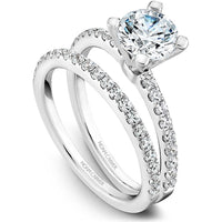 Round Cut Diamond Engagement Ring with Four-Prong Setting and Micro-Pav&eacute; Band in White Gold by Noam Carver<em> - Choose Your Center Diamond: 1 to 5 Carats, Sustainable Lab-Grown or Natural Earth-Mined</em>