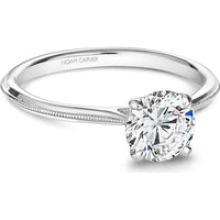 Round Cut Diamond Engagement Ring with Four-Prong Setting and Milgrain Detailing in White Gold by Noam Carver<em> - Choose Your Center Diamond: 1 to 5 Carats, Sustainable Lab-Grown or Natural Earth-Mined</em>