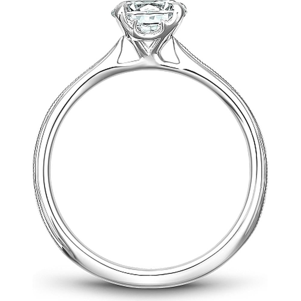 Round Cut Diamond Engagement Ring with Four-Prong Setting and Milgrain Detailing in White Gold by Noam Carver<em> - Choose Your Center Diamond: 1 to 5 Carats, Sustainable Lab-Grown or Natural Earth-Mined</em>