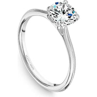 Round Cut Diamond Engagement Ring with Four-Prong Setting and Milgrain Detailing in White Gold by Noam Carver<em> - Choose Your Center Diamond: 1 to 5 Carats, Sustainable Lab-Grown or Natural Earth-Mined</em>