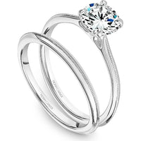 Round Cut Diamond Engagement Ring with Four-Prong Setting and Milgrain Detailing in White Gold by Noam Carver<em> - Choose Your Center Diamond: 1 to 5 Carats, Sustainable Lab-Grown or Natural Earth-Mined</em>