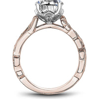 Round Cut Diamond Engagement Ring with Four-Prong Setting and Milgrain Pavé Band in Rose Gold by Noam Carver<em> - Choose Your Center Diamond: 1 to 5 Carats, Sustainable Lab-Grown or Natural Earth-Mined</em>