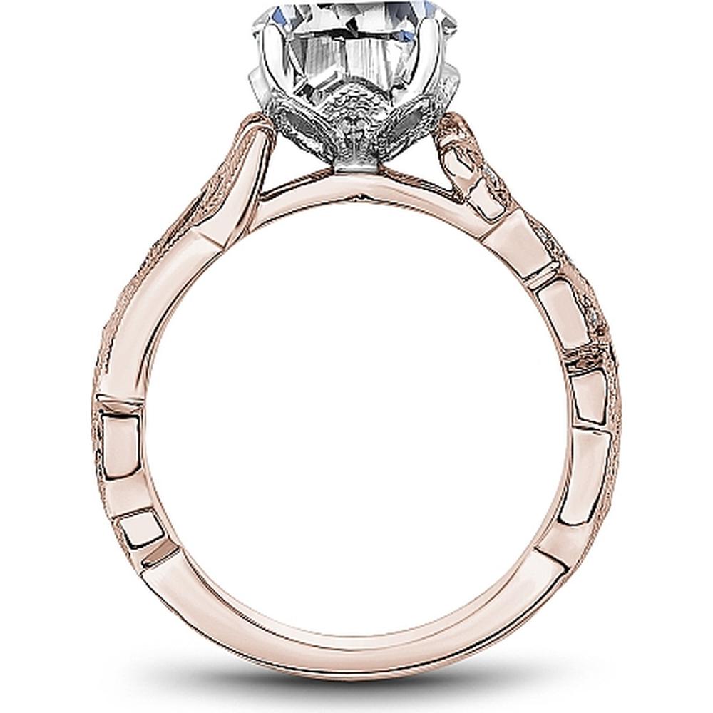 Round Cut Diamond Engagement Ring with Four-Prong Setting and Milgrain Pavé Band in Rose Gold by Noam Carver<em> - Choose Your Center Diamond: 1 to 5 Carats, Sustainable Lab-Grown or Natural Earth-Mined</em>