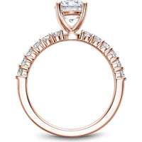 Round Cut Diamond Engagement Ring with Four-Prong Setting and Pavé Band in Rose Gold by Noam Carver<em> - Choose Your Center Diamond: 1 to 5 Carats, Sustainable Lab-Grown or Natural Earth-Mined</em>