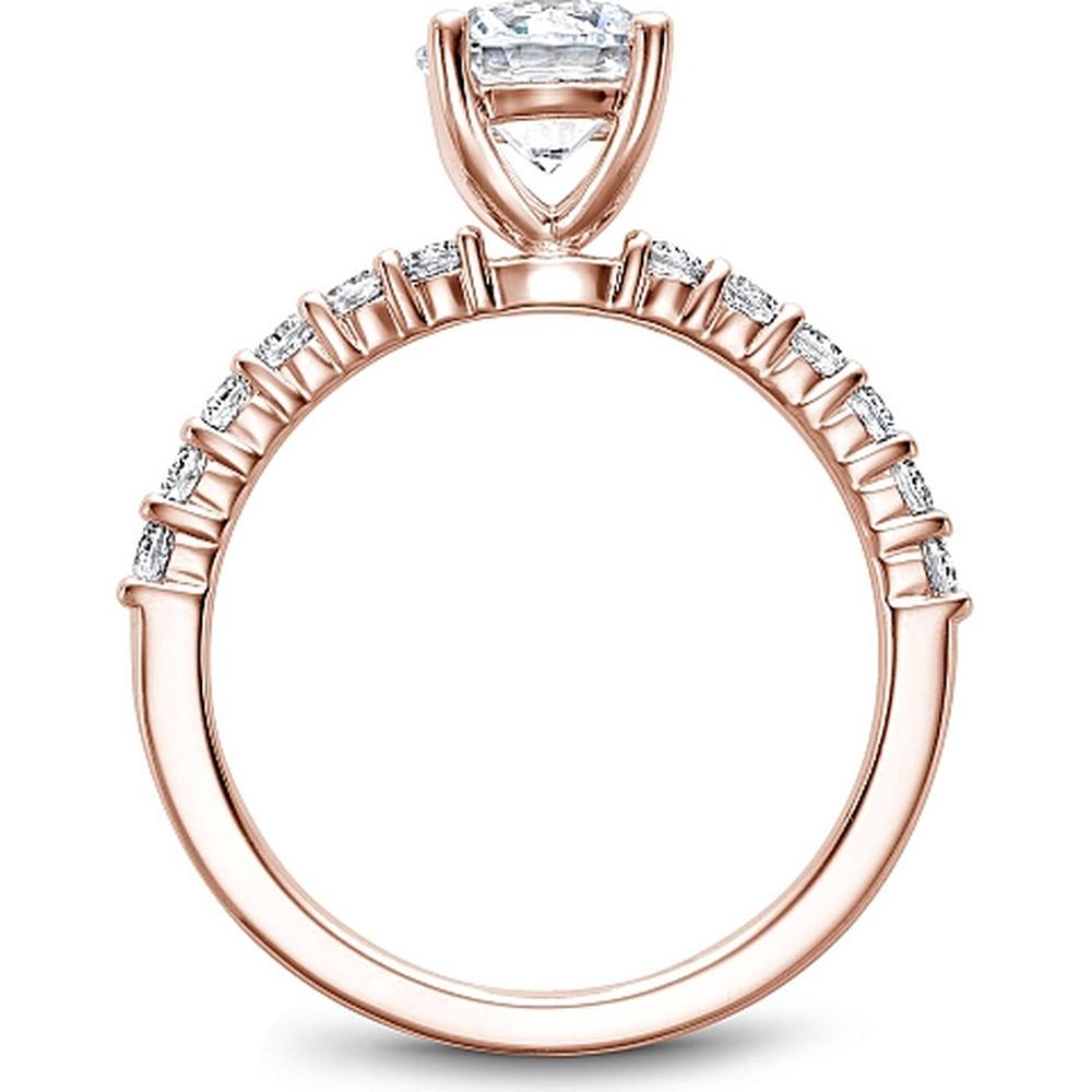 Round Cut Diamond Engagement Ring with Four-Prong Setting and Pavé Band in Rose Gold by Noam Carver<em> - Choose Your Center Diamond: 1 to 5 Carats, Sustainable Lab-Grown or Natural Earth-Mined</em>