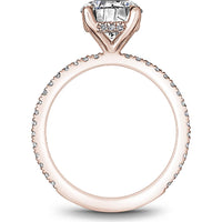Round Cut Diamond Engagement Ring with Four-Prong Setting and Pavé Band in Rose Gold by Noam Carver<em> - Choose Your Center Diamond: 1 to 5 Carats, Sustainable Lab-Grown or Natural Earth-Mined</em>