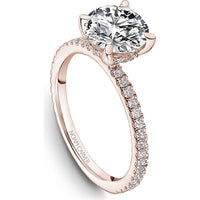 Round Cut Diamond Engagement Ring with Four-Prong Setting and Pavé Band in Rose Gold by Noam Carver<em> - Choose Your Center Diamond: 1 to 5 Carats, Sustainable Lab-Grown or Natural Earth-Mined</em>