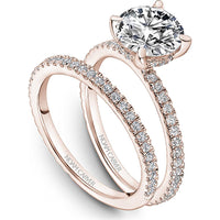Round Cut Diamond Engagement Ring with Four-Prong Setting and Pavé Band in Rose Gold by Noam Carver<em> - Choose Your Center Diamond: 1 to 5 Carats, Sustainable Lab-Grown or Natural Earth-Mined</em>