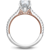 Round Cut Diamond Engagement Ring with Four-Prong Setting and Pavé Band in White and Rose Gold by Noam Carver<em> - Choose Your Center Diamond: 1 to 5 Carats, Sustainable Lab-Grown or Natural Earth-Mined</em>