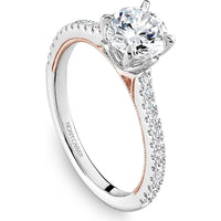 Round Cut Diamond Engagement Ring with Four-Prong Setting and Pavé Band in White and Rose Gold by Noam Carver<em> - Choose Your Center Diamond: 1 to 5 Carats, Sustainable Lab-Grown or Natural Earth-Mined</em>