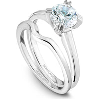 Round Cut Diamond Engagement Ring with Four-Prong Setting and Pav&eacute; Band in White Gold by Noam Carver<em> - Choose Your Center Diamond: 1 to 5 Carats, Sustainable Lab-Grown or Natural Earth-Mined</em>