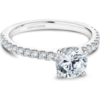 Round Cut Diamond Engagement Ring with Four-Prong Setting and Pavé Band in White Gold by Noam Carver<em> - Choose Your Center Diamond: 1 to 5 Carats, Sustainable Lab-Grown or Natural Earth-Mined</em>
